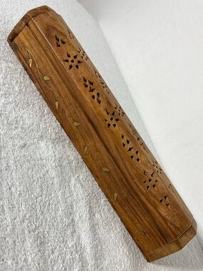 Vintage Hand Carved Sheesham Wood Wooden Incense Burner Box Holder
